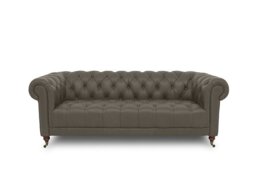 Columbus Leather 3 Seater Sofa with Castors