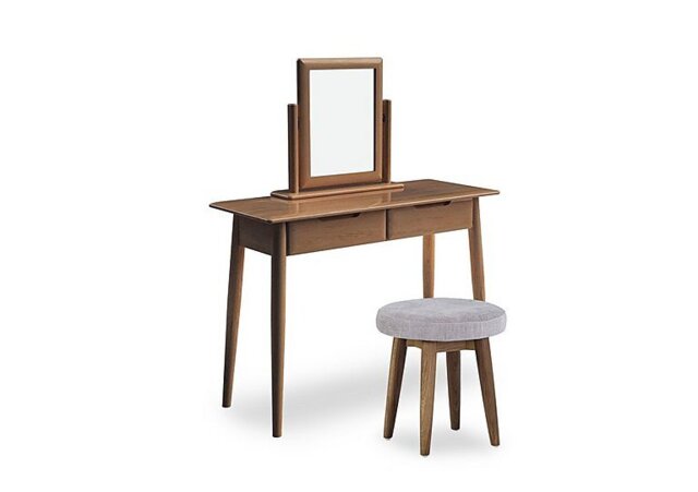Stockholm Dressing Table with Stool and Mirror - Dark Oak