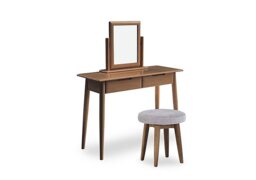 Stockholm Dressing Table with Stool and Mirror - Dark Oak