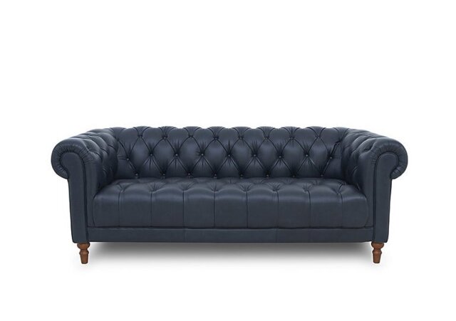 Columbus Leather 3 Seater Sofa with Wooden Feet