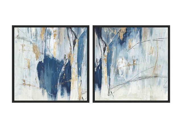 Navy Gold Set of 2 Framed Canvas