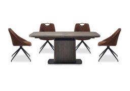 Jai Large Extending Dining Table with 4 Swivel Chairs