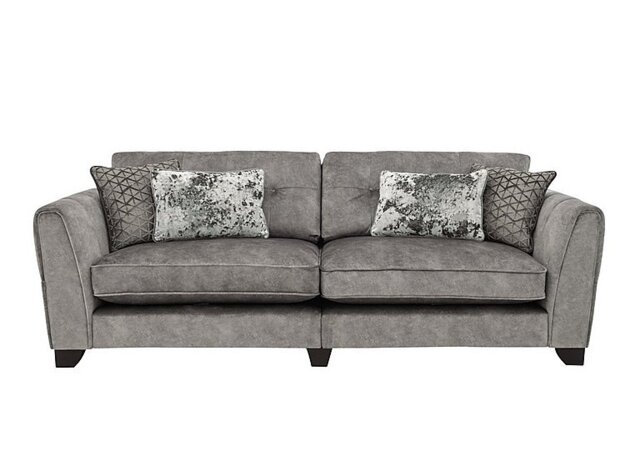 Mariah 4 Seater Fabric Classic Back Split Frame Sofa - Dapple Silver