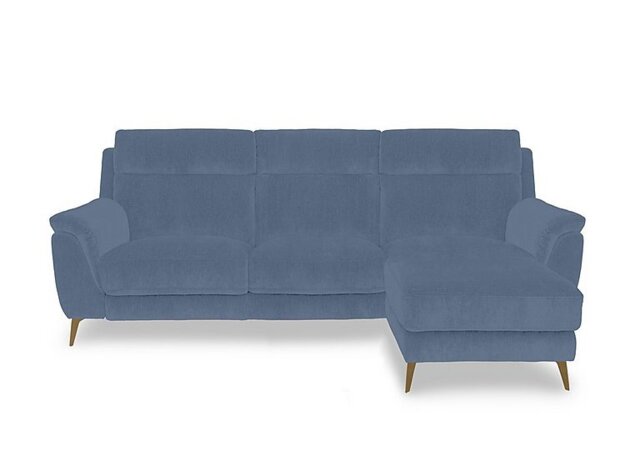 Eclipse Fabric 3 Seater Right Hand Facing Chaise End Sofa - Silverish Blue