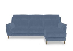 Eclipse Fabric 3 Seater Right Hand Facing Chaise End Sofa - Silverish Blue