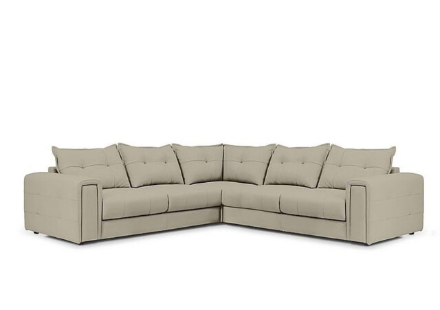 Goliath Large Leather Corner Sofa - Bone China