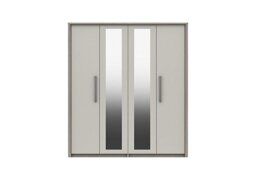 London Bedrooms - Euston 4 Door Wardrobe with Mirrors - Grey Oak/White Grey Gloss