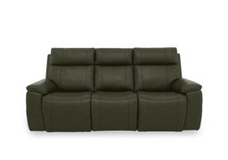 Aero Leather 3 Seater Power Recliner Sofa with Power Headrests - Oslo Pine