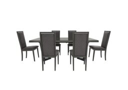 Palazzo 160cm Extending Dining Table in Silver Birch with 6 Rombi Chairs - Aquos Dark Grey