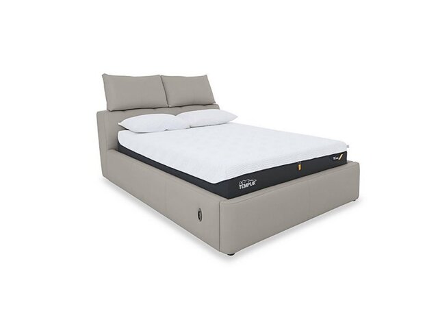 World of Leather - Tyrell Leather Electric Ottoman Bed Frame - King Size - Silver Grey