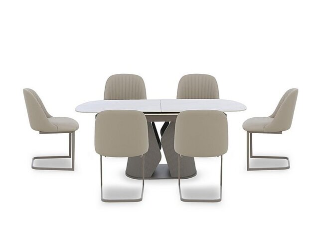 Ivy Extending Dining Table and 6 Cantilever Chairs - 178-cm