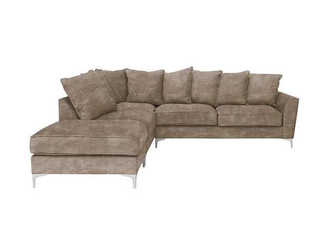 Legend Scatter Back Fabric Left Hand Facing Corner Sofa with Chrome Feet - Sublime Clay