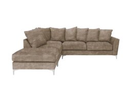 Legend Scatter Back Fabric Left Hand Facing Corner Sofa with Chrome Feet - Sublime Clay