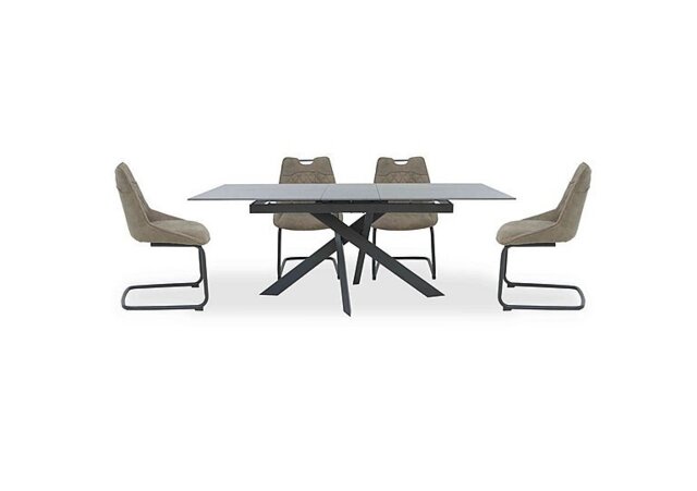 Warrior Grey Extending Dining Table with 4 Cantilever Chairs - Grey