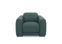 World of Leather - Edison Leather Power Recliner Chair with Power Headrests and Lights - Lake Green