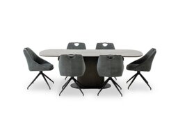 Petra Pop Up Extending Dining Table and 6 Swivel Chairs - 180-cm - Green
