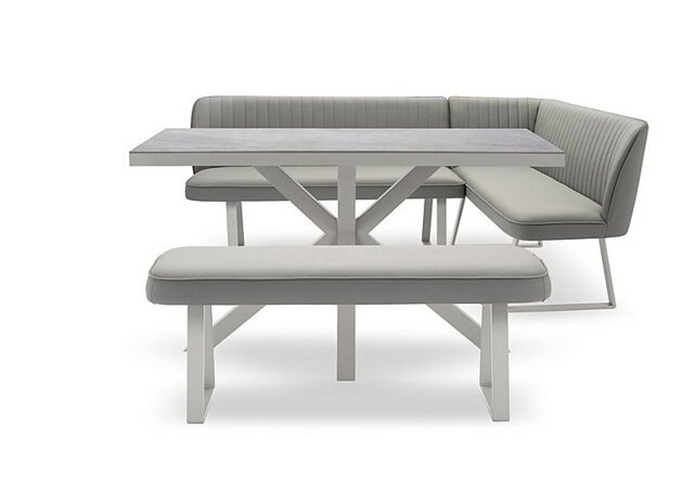 Fumo Dining Table with Faux Leather Bench and Right Hand Corner Bench