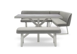 Fumo Dining Table with Faux Leather Bench and Right Hand Corner Bench