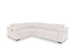 Inca NC Leather Double Power Recliner Left Hand Facing Corner Sofa with Power Headrests - Cotton