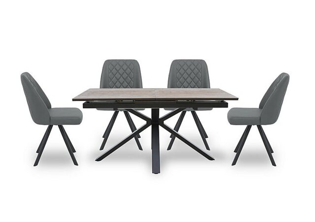 Jupiter Pop Up Extending Dining Table and 4 Swivel Chairs - Grey