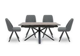 Jupiter Pop Up Extending Dining Table and 4 Swivel Chairs - Grey