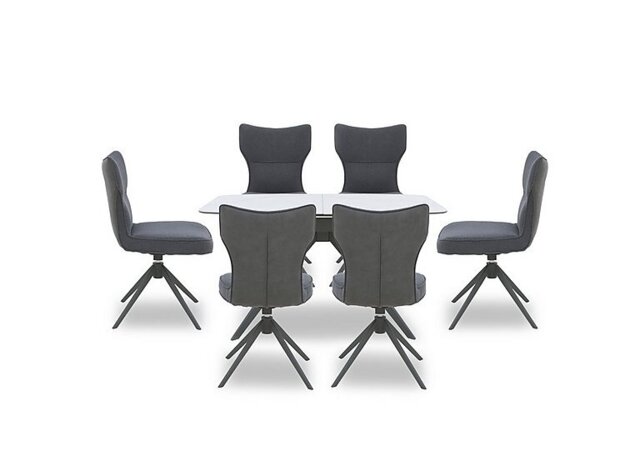 Carrera Pop Up Extending Dining Table and 6 Swivel Chairs - 140-cm