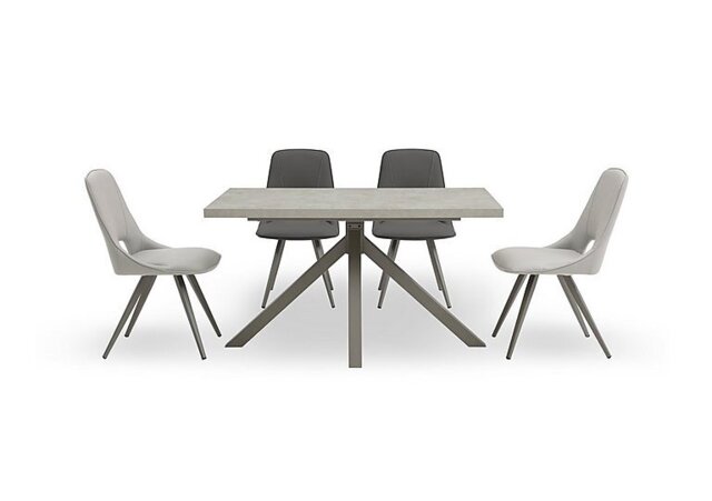 Matera Compact Dining Table with Star Base and 4 Faux Leather Chairs with Taupe Legs - Anthracite
