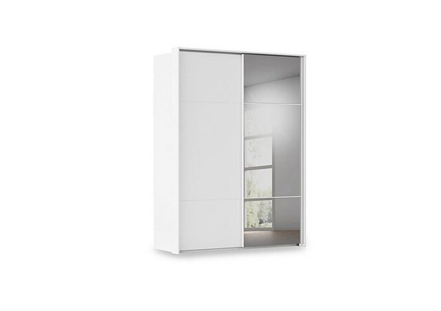 Rauch - Haven 170cm 2 Door Slider Wardrobe with 1 Décor Door and 1 Mirror Door - Alpine White