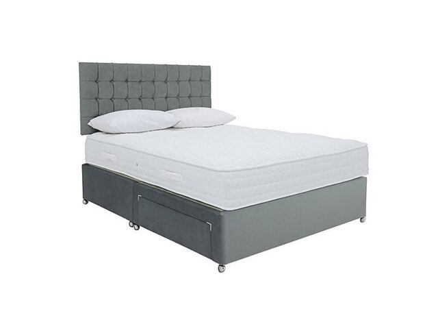 Sleep Story - Ergo 1000 Divan Set with Continental Drawers - Double - Plush Arctic Grey