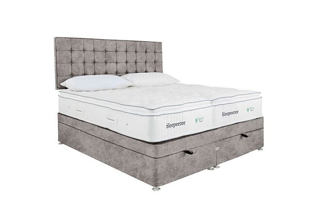 Sleepeezee - Natural Touch 2000 Pillowtop Zip and Link End Ottoman Divan Set - Daytona Silver