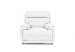Brescia NC Leather Power Recliner Chair with Power Headrest - NC Star White