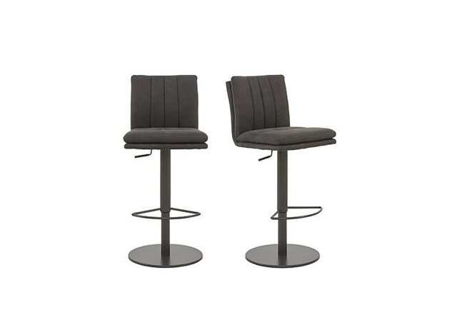 Moon Pair of Fabric Rise and Swivel Bar Stools