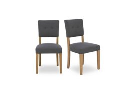 Furnitureland - Augusta Pair of Open Back Upholstered Dining Chairs - Anthracite