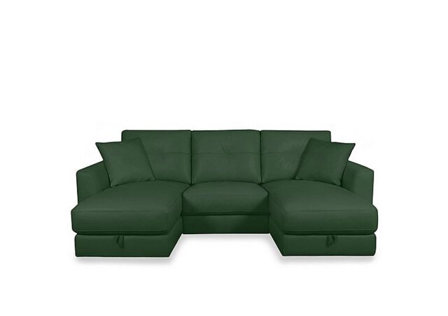 World of Leather - Nest Small NC Leather U-Shaped Corner Sofa with Double Storage Chaises