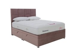 Sleepeezee - Jessica Side Ottoman Divan Set - King Size - Plush Light Pink - Bedroom Furniture - In Time for Christmas