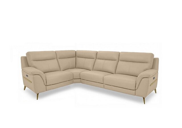 World of Leather - Eclipse Small Leather Power Recliner Left Hand Facing Corner Sofa with Power Headrests - Nude