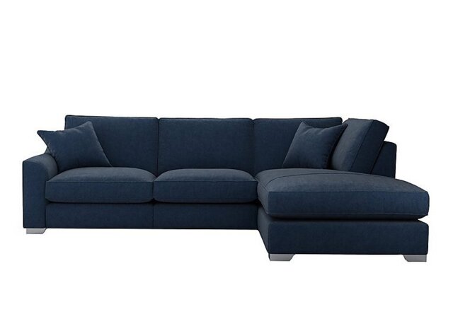 The Lounge Co. - Isobel Fabric Right Hand Facing Corner Sofa with Chaise End - Damson Jam with Chrome Feet
