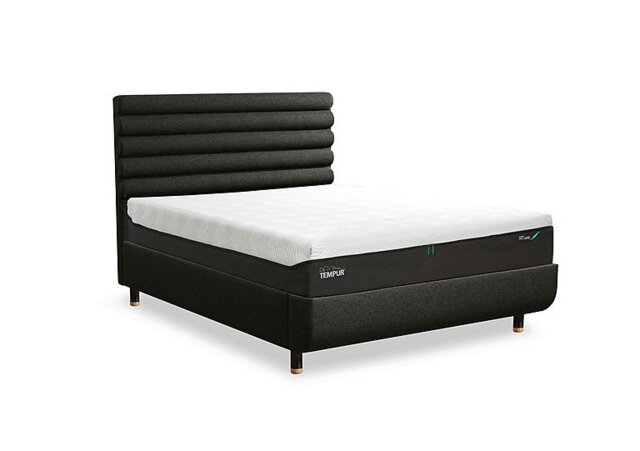 TEMPUR - Arc Disc Ottoman Bed Frame with Vectra Headboard - King Size with Oak Feet