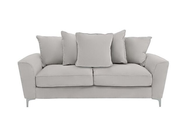 Legend 3 Seater Scatter Back Fabric Sofa with Light Feet - Kingston Silver