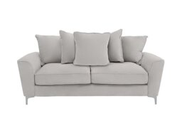 Legend 3 Seater Scatter Back Fabric Sofa with Light Feet - Kingston Silver