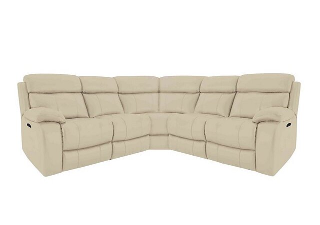 World of Leather - Moreno NC Leather Power Recliner Corner Sofa with Power Headrests - NC Bisque