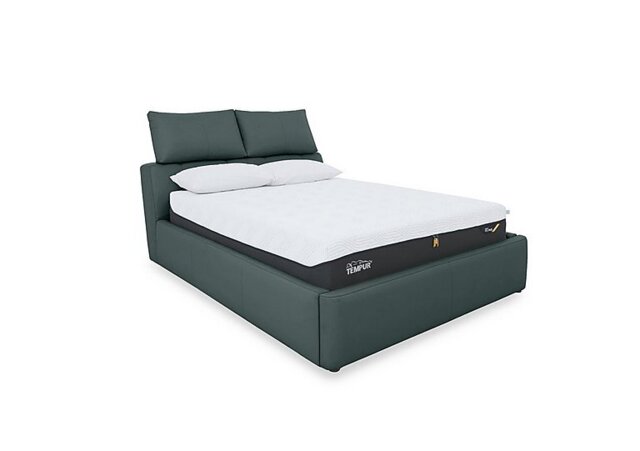 World of Leather - Tyrell Leather Manual Ottoman Bed Frame - King Size - BV Lake Green