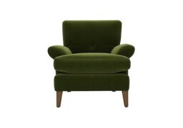 The Lounge Co. - Bronwyn Fabric Joshua Armchair With Vintage Oak Feet - Woodland Moss