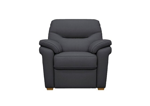 G Plan - Seattle Leather Armchair with Wooden Feet - Cambridge Petrol Blue Ok