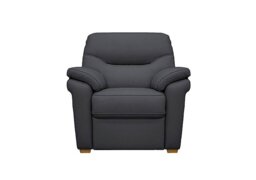 G Plan - Seattle Leather Armchair with Wooden Feet - Cambridge Petrol Blue Ok