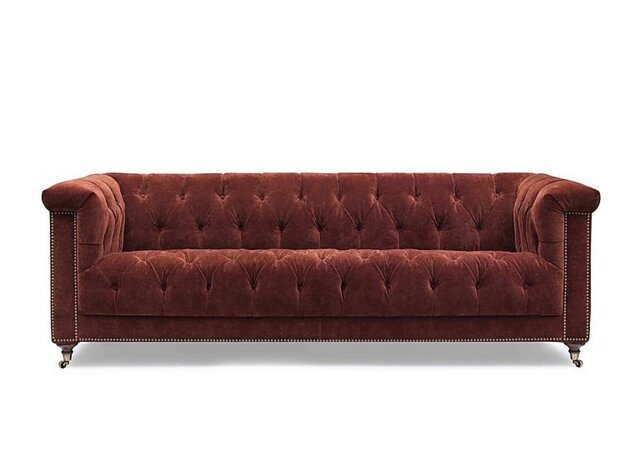 At The Helm - Wallace 4 Seater Fabric Chesterfield Sofa - Tawny
