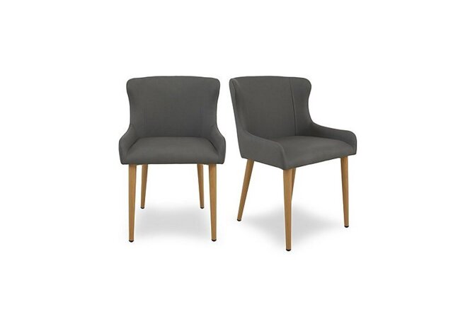 Riga Pair of Upholstered Dining Chairs - Grey