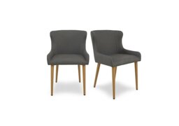Riga Pair of Upholstered Dining Chairs - Grey