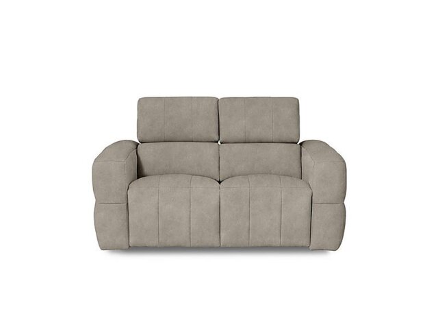 Cube Fabric 2 Seater Power Recliner Sofa with Power Headrests - Marble Cream