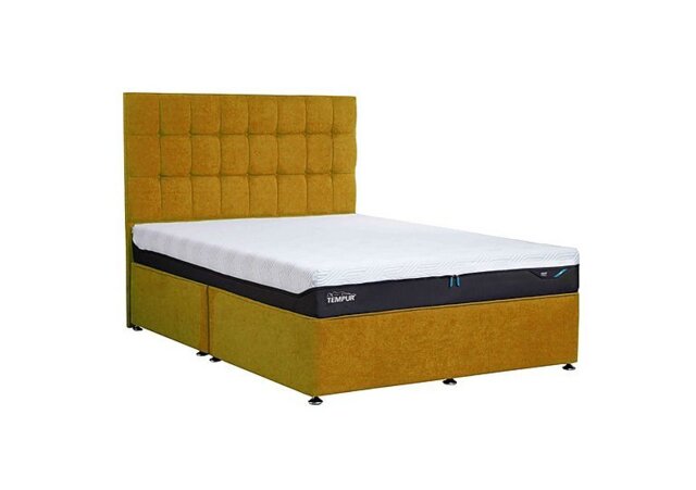 TEMPUR - Buckingham Platform Divan Base - Super King - Mustard